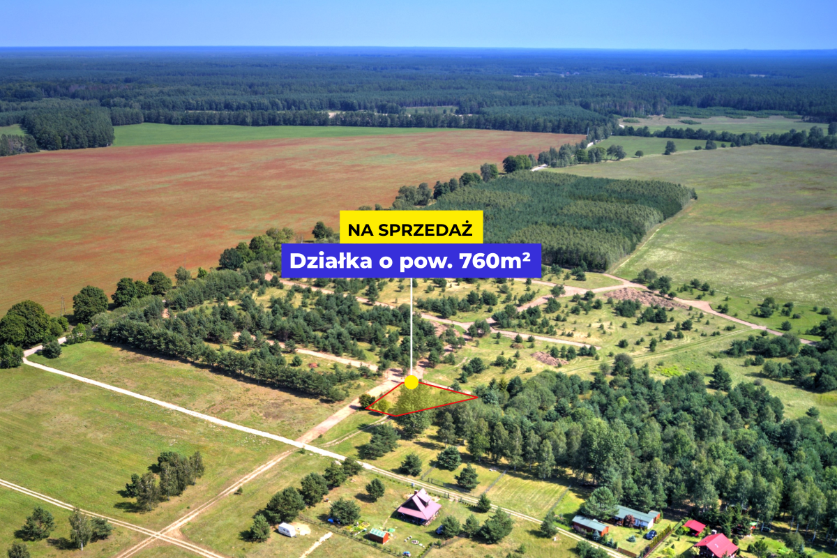Na sprzedaż działka 761 m² przy jeziorze Dołgie