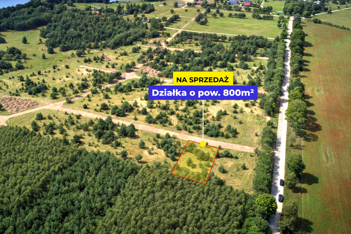 Działka rekreacyjna przy jeziorze Dołgie, pow. 801 m²