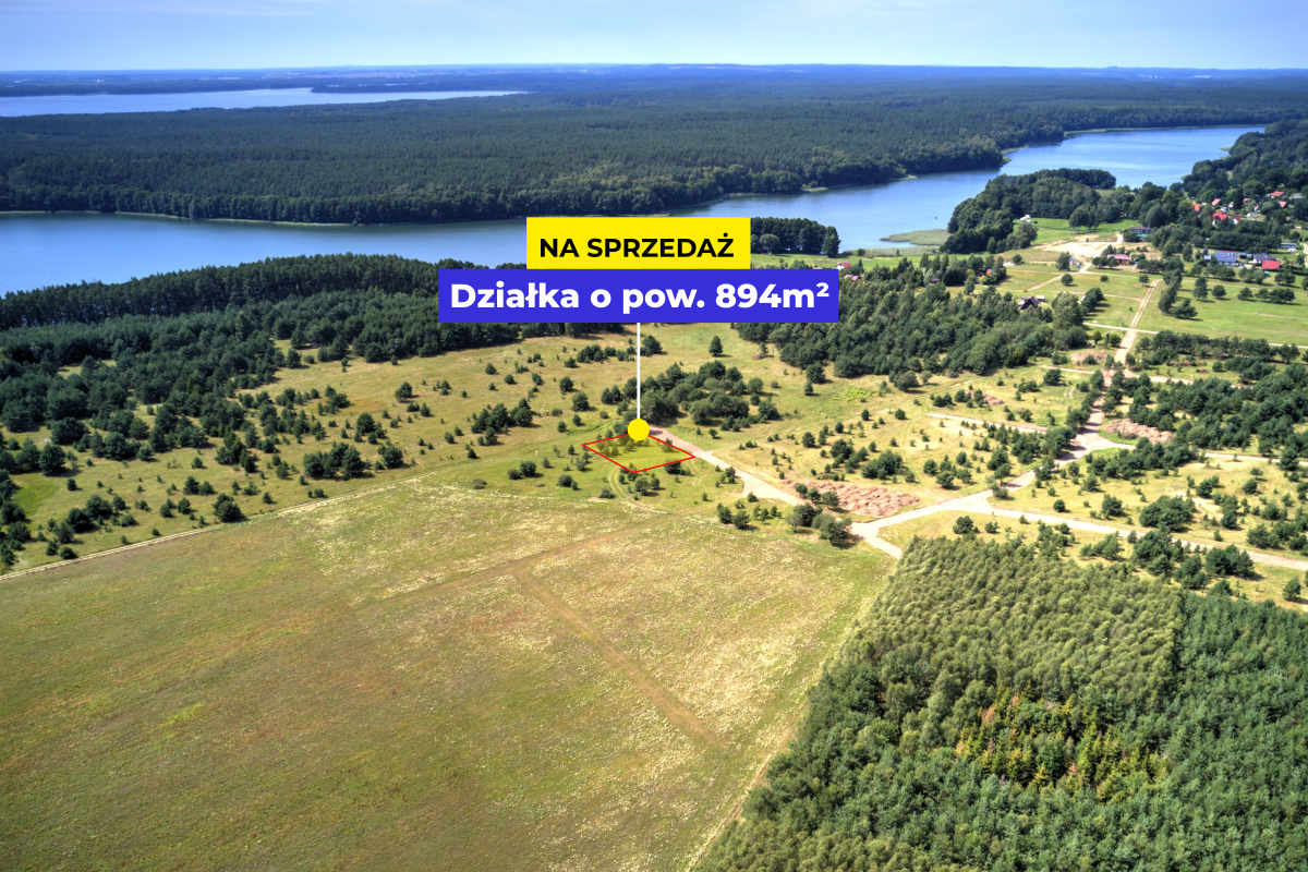 Działka rekreacyjna nad jeziorem Dołgie – 894 m²